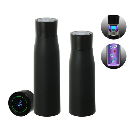 Thermal Water Bottle, Smart Temperature Display Insulated Cup, Stainless Steel Water Cup Tumbler Bottle Black 500ml