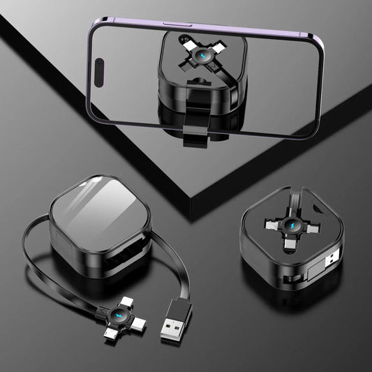 Three-in-one Bracket Telescopic Data Cable Black