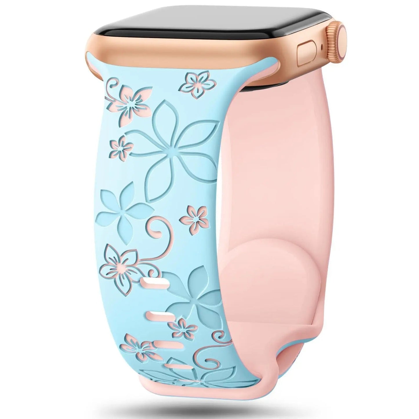 Two-tone Silicone Strap Bauhinia Light Blue Pink