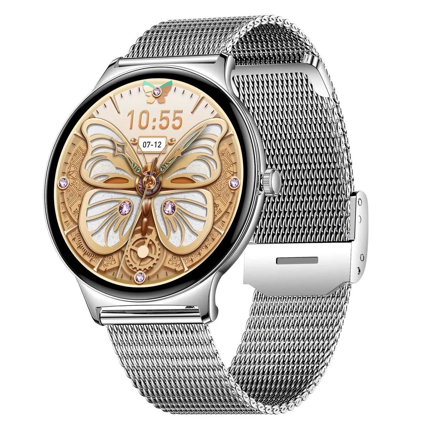 V89 Ultra-thin Smart Watch Bluetooth Calling Full HD Screen Silver Network Silicone