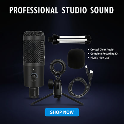 Wired Recording Live Stream Microphone Mobile Phone For Desktop Computer Black