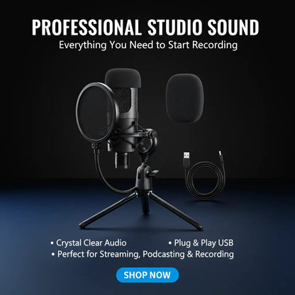 Wired Recording Live Stream Microphone Mobile Phone For Desktop Computer - Aussie PM Store