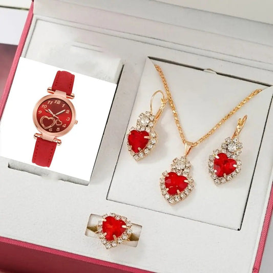 Women's Retro Love Watch Jewelry Set Set