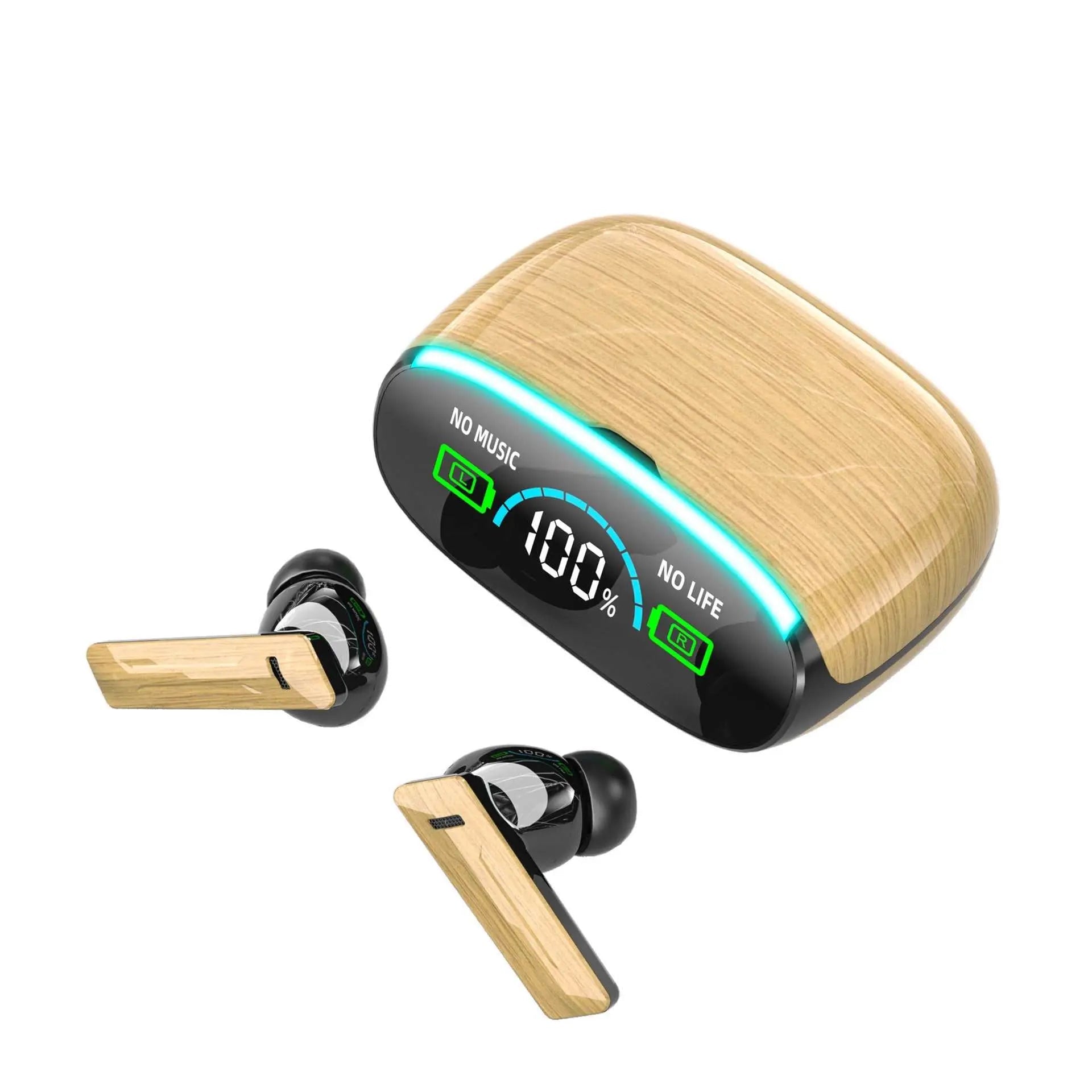 Wood Grain Wireless Sports In-ear Noise-canceling Low-latency Bluetooth Headphones M46 USB