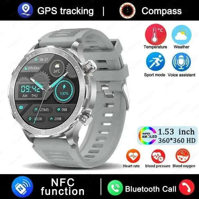 Xiaomi 2025 New Bluetooth Call Smart Watch AMOLED HD Large Screen Heart Rate NFC IP68 Waterproof GPS Sports Smart Watch GPS Smart Watch Grey